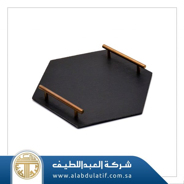 صحن تقديم حجر اسود سداسي