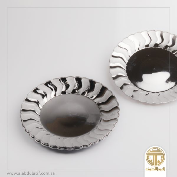 طقم صحون بلاستيك فضي وسط 5ح