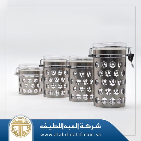 طقم علب بهارات 4 حبات فضي