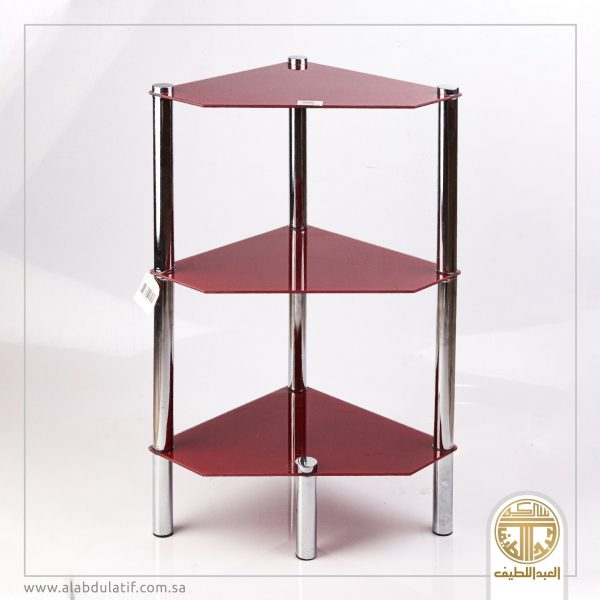 طاولة زجاج 3 أدوار مضلع احمر