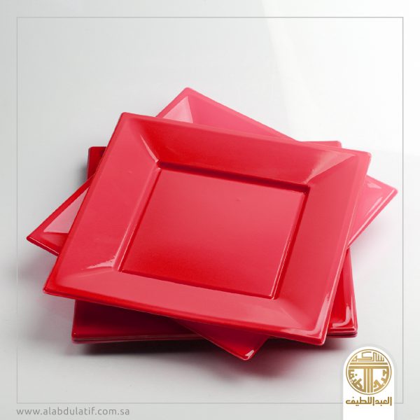 طقم صحون بلاستيك احمر  12ح