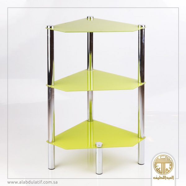 طاولة زجاج 3 أدوار مضلع اخضر