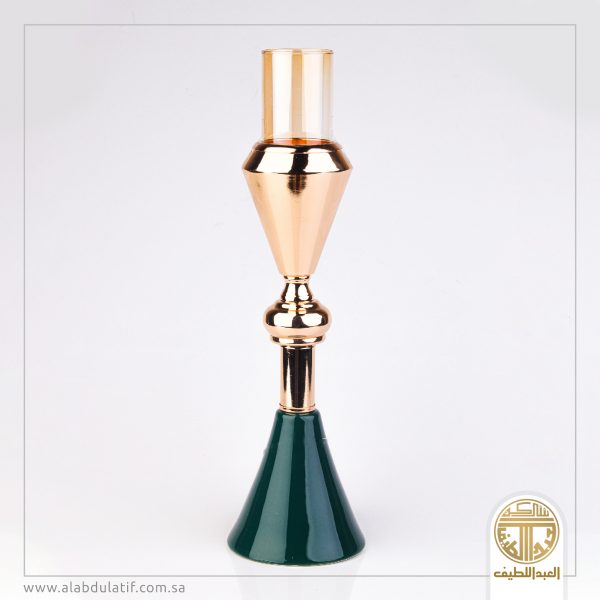 شمعدان اخضر بذهبي