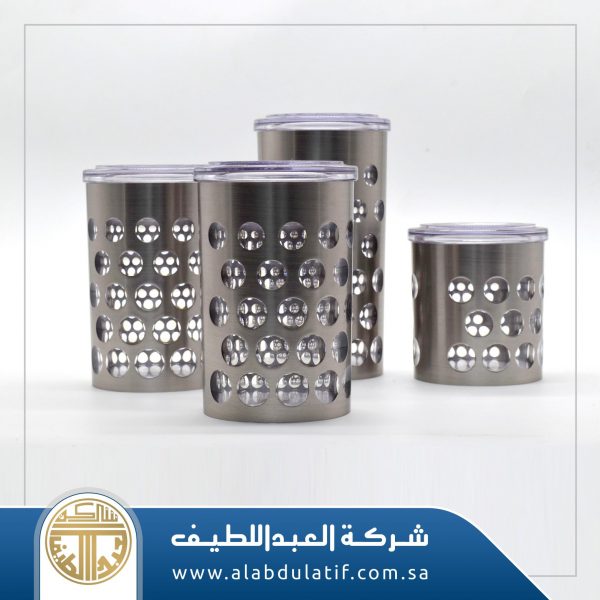 طقم علب بهارات اكرليك فضي 4 حبات