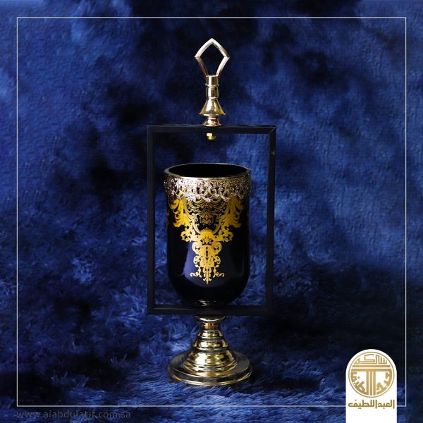فازه زجاج انتيك ذهبي مدوره