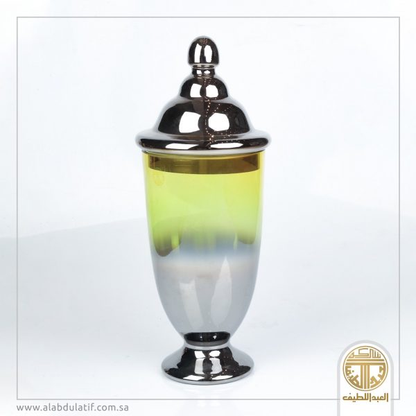 فازه اخضر وفضي بغطاء