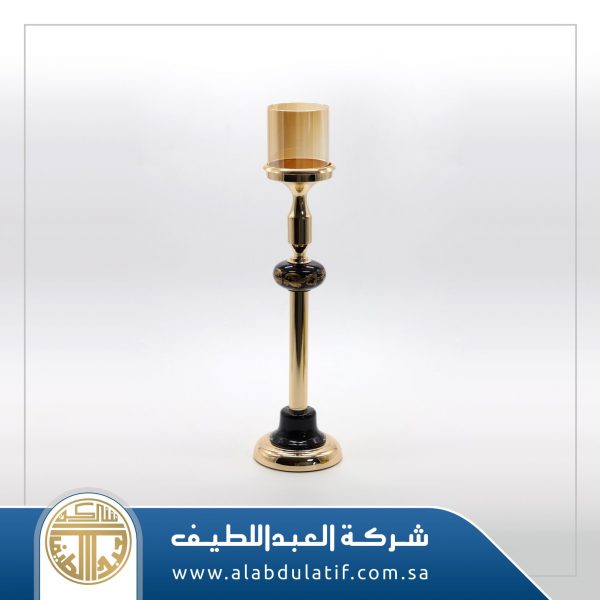 شمعدان ذهبي بزجاج اسود