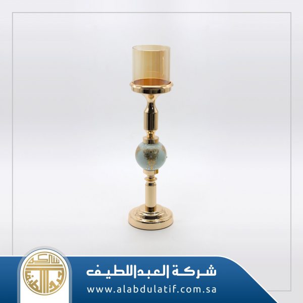 شمعدان ذهبي بزجاج