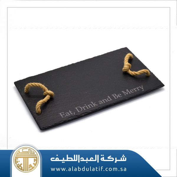 صحن تقديم حجر اسود بيد قماش