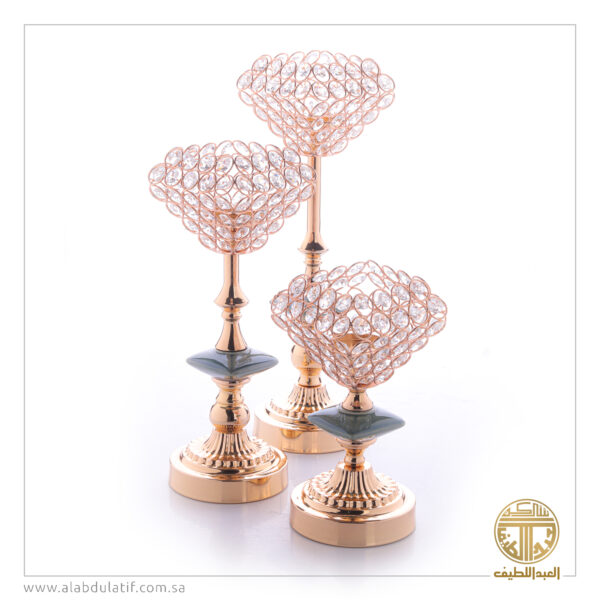 شمعدان ذهبي فصوص كريستال