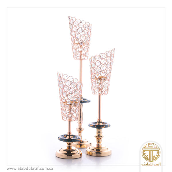 شمعدان ذهبي فصوص كريستال