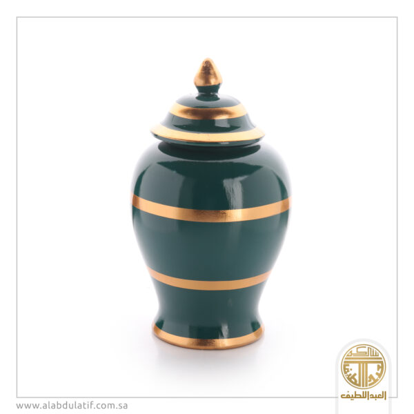 فازة سراميك أخضر و ذهبي