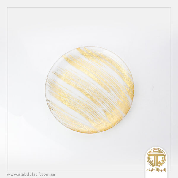 صحن تقديم شفاف محفور و مذهب