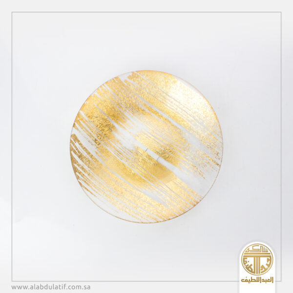 صحن تقديم شفاف محفور و مذهب