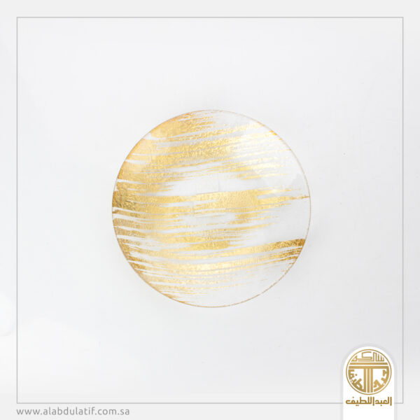 صحن تقديم شفاف محفور و مذهب